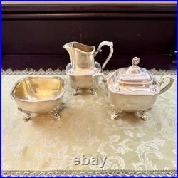 Tea & Coffee Set withtray. Gold washed silver plate Roger's bros daffodil pattern