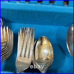 Tupperware Rose Silver Plate 36pc Wm Rogers Flatware Lot w Original Wood Box