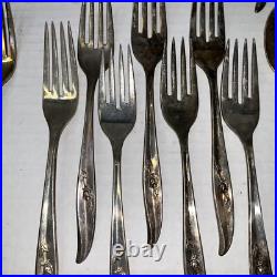 VINTAGE? 1847 Wm ROGERS Silverware Silver plate Magic Rose 42 Pieces
