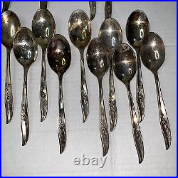 VINTAGE? 1847 Wm ROGERS Silverware Silver plate Magic Rose 42 Pieces