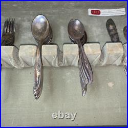 VINTAGE? 1847 Wm ROGERS Silverware Silver plate Magic Rose 42 Pieces