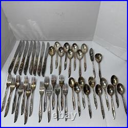 VINTAGE? 1847 Wm ROGERS Silverware Silver plate Magic Rose 42 Pieces