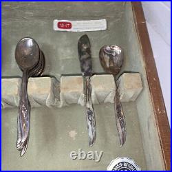 VINTAGE? 1847 Wm ROGERS Silverware Silver plate Magic Rose 42 Pieces