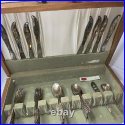 VINTAGE? 1847 Wm ROGERS Silverware Silver plate Magic Rose 42 Pieces