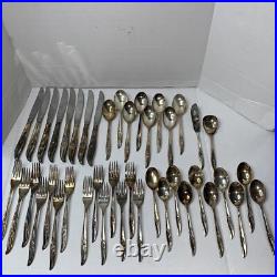 VINTAGE? 1847 Wm ROGERS Silverware Silver plate Magic Rose 42 Pieces