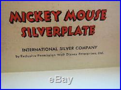 VINTAGE 1930s WALT DISNEY MICKEY MOUSE SILVERPLATE WM ROGERS & SON WITH BOX