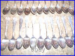 VINTAGE RARE 22 WM Rogers Mfg. Co. Silver Plate States Teaspoon Souvenir Spoons