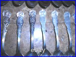 VINTAGE RARE 22 WM Rogers Mfg. Co. Silver Plate States Teaspoon Souvenir Spoons