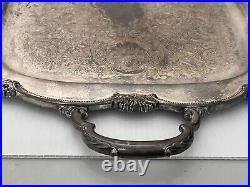 VINTAGE ROGERS BROS REMEMBRANCE SILVERPLATE 22 SERVING TRAY METAL 29 WithHANDLES