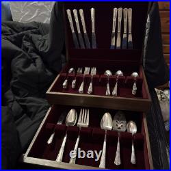 VINTAGE Silver Plate 54 PC 8 Place Settings WM ROGERS MFG IS Silver plate with box