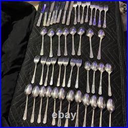 VINTAGE Silver Plate 54 PC 8 Place Settings WM ROGERS MFG IS Silver plate with box