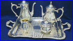 VINTAGE WM ROGERS star 900 STERLING 6 PC COFFEE AND TEA SERVICE WITH PLATTER