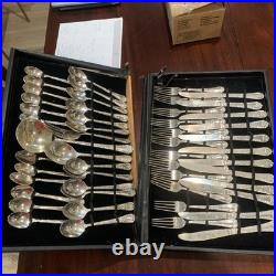VINTAGE Wm Rogers & Son 63 Piece Silverplate Flatware Set Service for 12