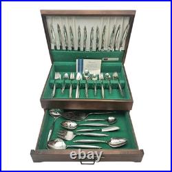VTG 1847 Rogers Bros Garland Silverplate Flatware Set 80 pc Wood Chest Service