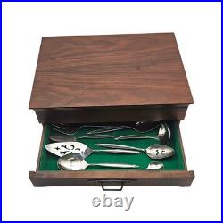 VTG 1847 Rogers Bros Garland Silverplate Flatware Set 80 pc Wood Chest Service