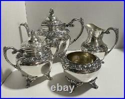 VTG 1847 Rogers Bros IS Heritage 4 PC Silverplate Tea Set 1967 Production