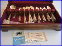 VTG 1847 Rogers Brothers Eternally Yours Silver Plated Flatware 65 Pc Set & Case