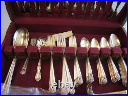 VTG 1847 Rogers Brothers Eternally Yours Silver Plated Flatware 65 Pc Set & Case