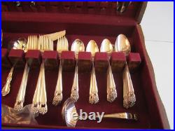 VTG 1847 Rogers Brothers Eternally Yours Silver Plated Flatware 65 Pc Set & Case