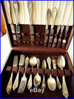 VTG 1911 41 pc 1847 Rogers Bros IS Triple Silver plate Old Colony pattern with Box