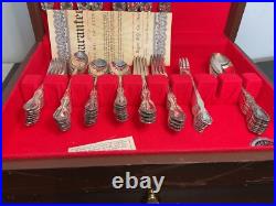 VTG 1950's WM Rogers Co. Extra Plate Magnolia 49 Piece Silverware Set in Box EUC