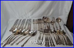 VTG 1950's WM Rogers Co. Extra Plate Magnolia 53 Piece Silverware & Serving Set