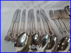 VTG 1950's WM Rogers Co. Extra Plate Magnolia 53 Piece Silverware & Serving Set