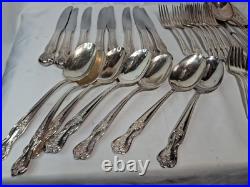VTG 1950's WM Rogers Co. Extra Plate Magnolia 53 Piece Silverware & Serving Set