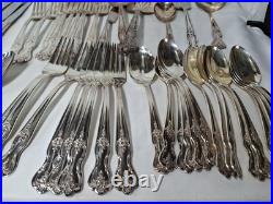VTG 1950's WM Rogers Co. Extra Plate Magnolia 53 Piece Silverware & Serving Set