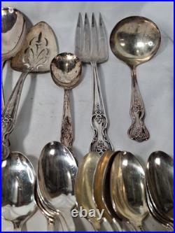VTG 1950's WM Rogers Co. Extra Plate Magnolia 53 Piece Silverware & Serving Set