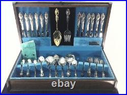 VTG BAROQUE ROSE 1881 Rogers Oneida Silverplate Silverware 80 Pc with Box 1966