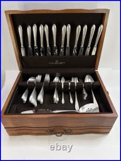 VTG GORHAM VIRGINIANA SILVERPLATE FLATWARE SET CHEST ROGERS ONEIDA EXTRAS 90+set