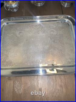 VTG Marlboro Silver Plate Coffee Tea Service & Wm A Rogers Serving Tray 5-Pc Set
