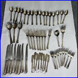 VTG Rogers & Bros Paisley 1922 Silverplate Flatware 53pc Set Service for 8 Extra