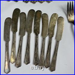 VTG Rogers & Bros Paisley 1922 Silverplate Flatware 53pc Set Service for 8 Extra