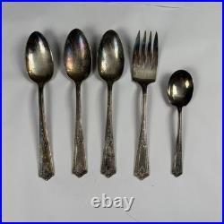 VTG Rogers & Bros Paisley 1922 Silverplate Flatware 53pc Set Service for 8 Extra