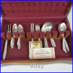 VTG Rogers Bros Silver Plate 1956 Spring Flower 37pc Silverware Flatware withChest