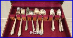 VTG! Rogers & Bros XII Sectional Picardy Silver Plate Flatware & Wood Box 57 Pc VTG! Rogers & Bros XII Sectional Picardy Silver Plate Flatware & Wood Box 57 Pc