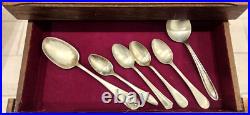 VTG! Rogers & Bros XII Sectional Picardy Silver Plate Flatware & Wood Box 57 Pc VTG! Rogers & Bros XII Sectional Picardy Silver Plate Flatware & Wood Box 57 Pc