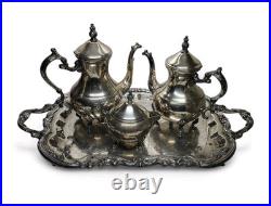 Victorian FB Rogers Silver Plate Coffee Pot Tea Pot Creamer And Serving Tray