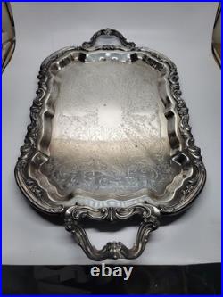 Victorian FB Rogers Silver Plate Coffee Pot Tea Pot Creamer And Serving Tray