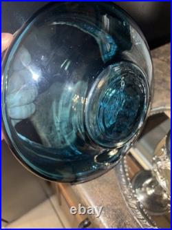 Victorian J Rogers Quadruple Silver Compote Stand Teal Blue Glass Mirror Plateau