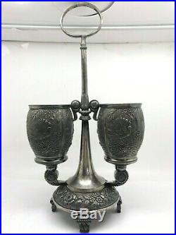 Victorian Rogers & Bro. Silverplate Condiment Holder With Birds & Flowers