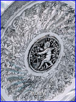 Victorian Rogers & Bros Civil War Era Silver Plate Figural Cherub Card Receiver