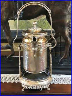 Victorian Rogers Silver Quadruple Tilting Water Pitcher with Stand pat 1878