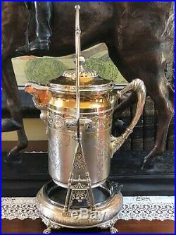 Victorian Rogers Silver Quadruple Tilting Water Pitcher with Stand pat 1878