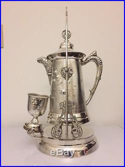 Victorian Rogers Silver Quadruple Tilting Water Pitcher with stand and goblet