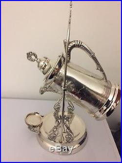 Victorian Rogers Silver Quadruple Tilting Water Pitcher with stand and goblet
