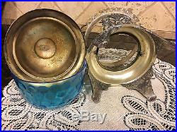 Victorian Rogers Silver Relish Sugar Castor Blue Optic Glass sugar spooner 1926