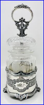 Victorian Rogers Smith & Co Silver Plate Greek Key Double Pickle Castor Set